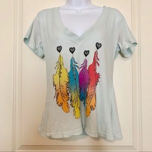 Wildfox Rainbow Feathers Tee